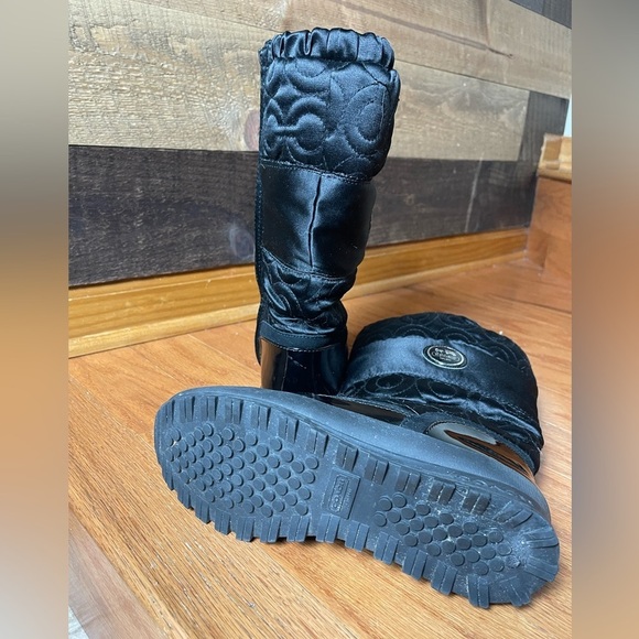 Coach Patent Leather & Signature Fabic Black Drexel Slip On Snow Boots Size 7B - Picture 5 of 6